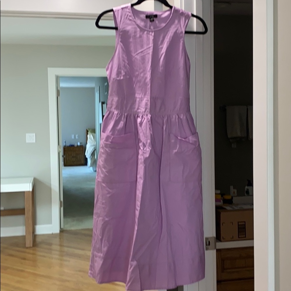 JCrew Cotton Poplin Apron Dress in lilac, Size 2